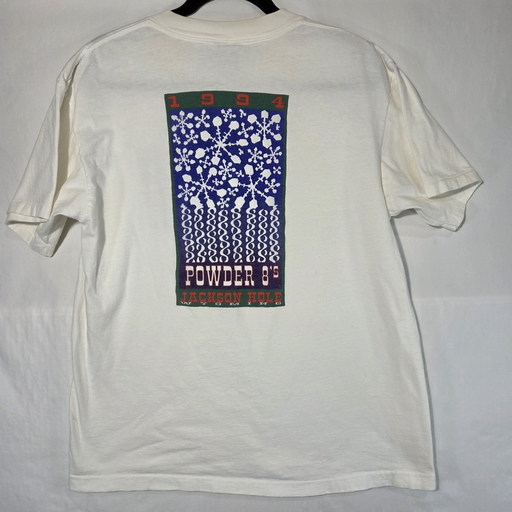 Oneita Jackson Hole 1994 Powder 8s T Shirt Mens L White Vintage 90s USA